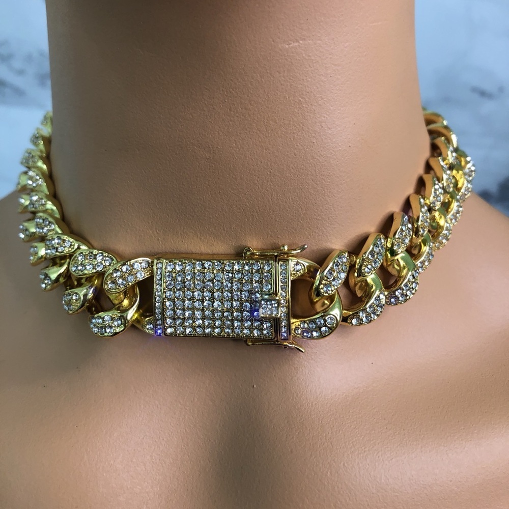 Gold cuban choker , women Cuban choker